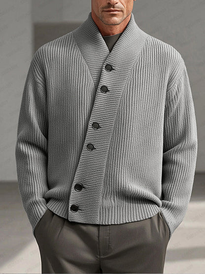 Modern Asymmetric Placket Knit Cardigan