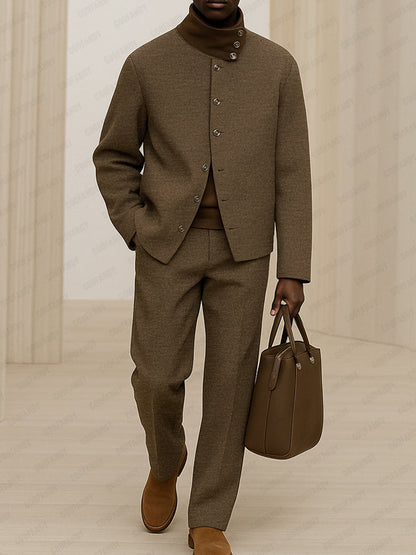 Elegant Designer Stand Collar Suit Set