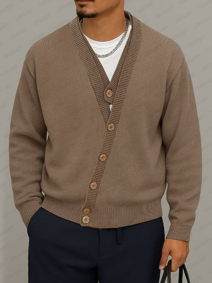 Casual Faux Button Front Pullover Sweater