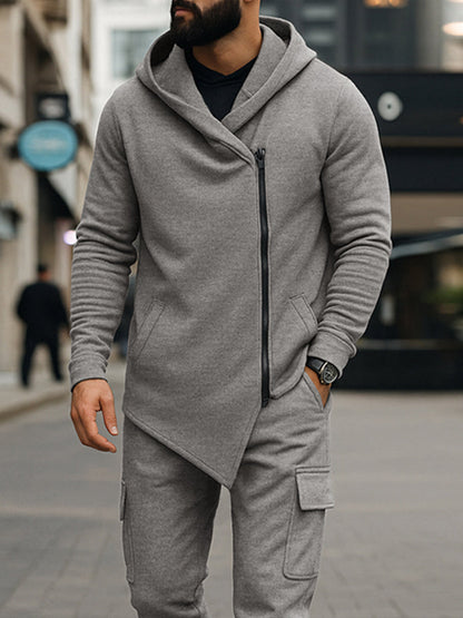 Trendy Asymmetric Design Jacket Pants Set