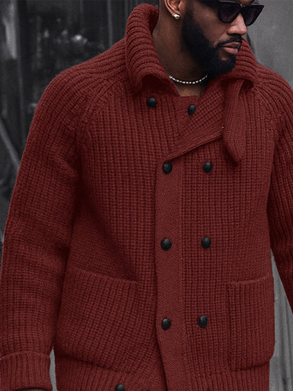 Casual Double Breasted Knit Cardigan