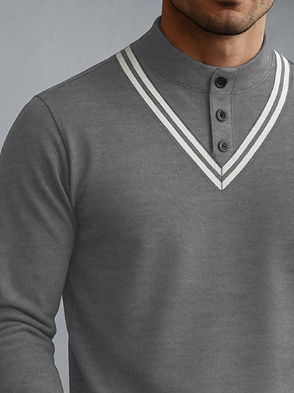 Versatile Colorblock Stripe Collar Shirt