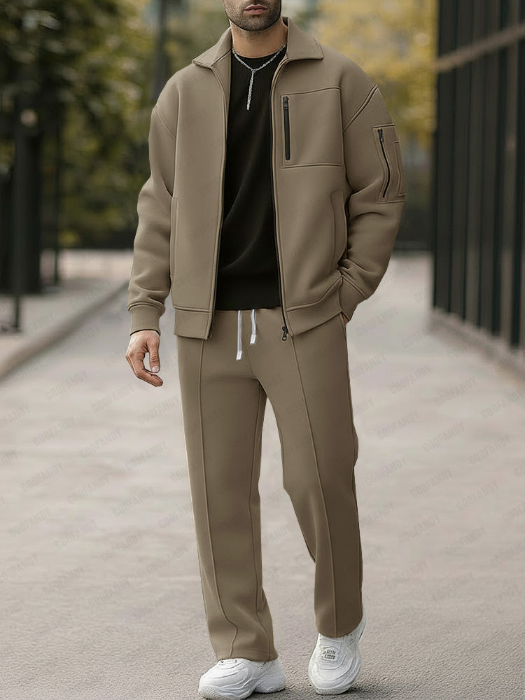 Utility Multi-Pocket Design Jacket Pants Set