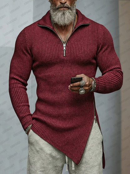 Trendy Asymmetric Hem Elastic Knit Top