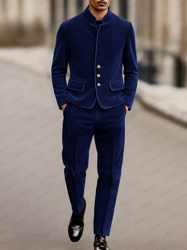 Elegant Velvet Blazer Jacket Pants Set