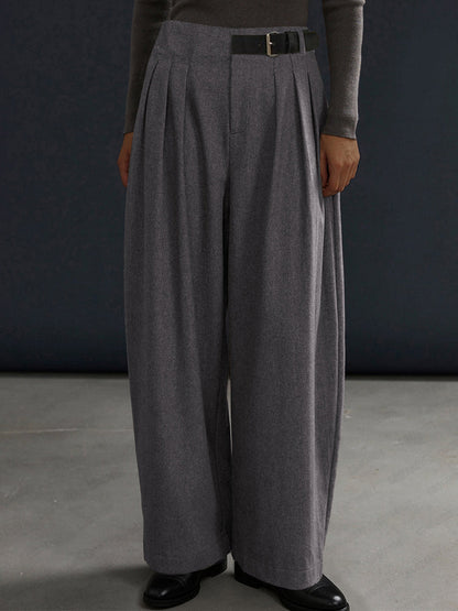 Casual Loose Belt Accent Pants
