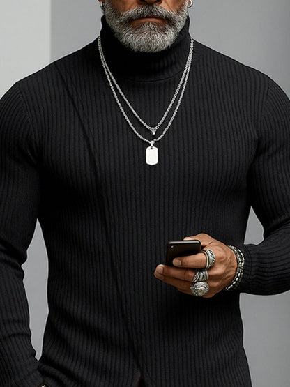 Minimalism Asymmetric Turtleneck Knit Undershirt