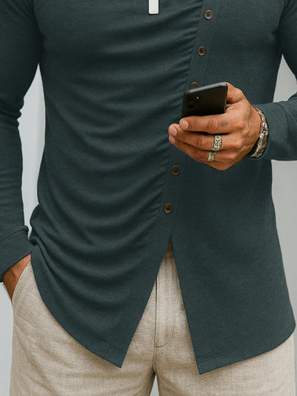 Slim Fit Button Accent Elastic Undershirt