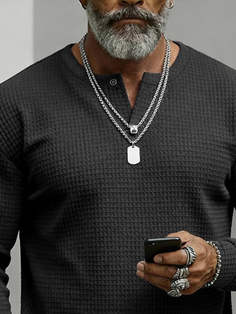 Casual Essentials Waffle Henley Shirt