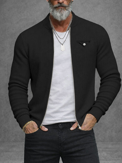 Modern Casual Rib Zipper Knit Cardigan