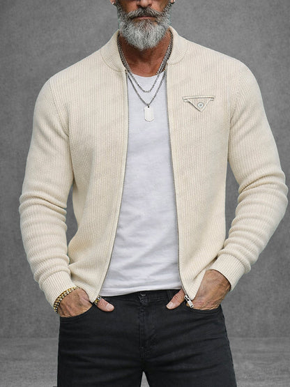 Modern Casual Rib Zipper Knit Cardigan
