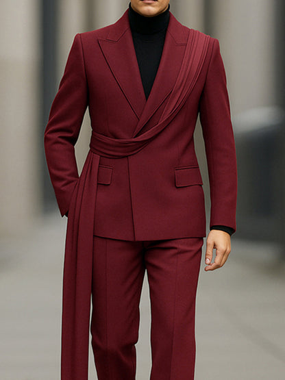 Luxury Decorative Belt Blazer Pants Set