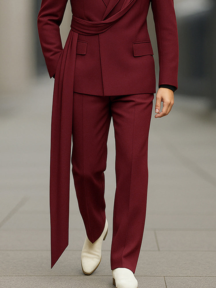 Luxury Decorative Belt Blazer Pants Set
