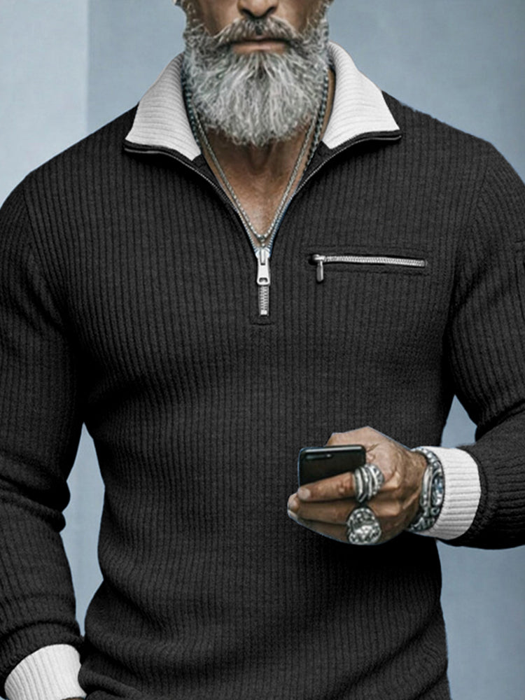 Fashion Two-Tone Elastic Knit Undershirt