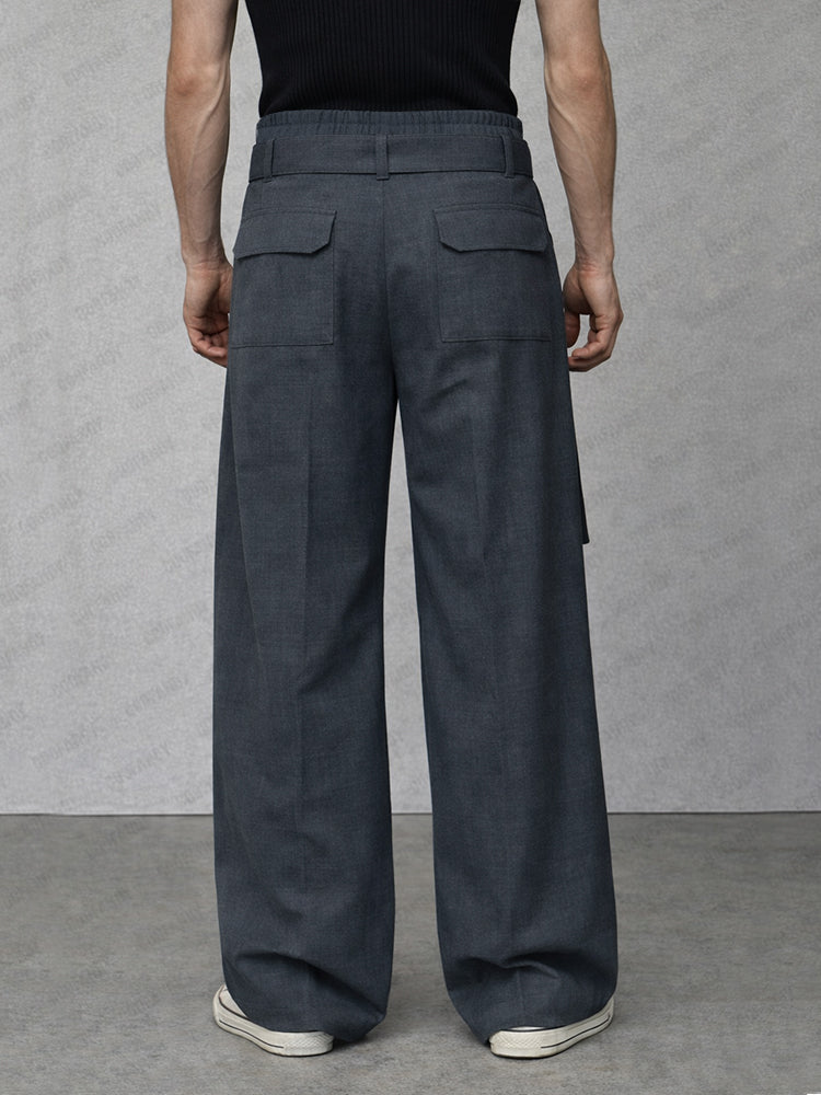 Smart Casual Wide-Leg Pants with Belt