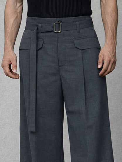 Smart Casual Wide-Leg Pants with Belt