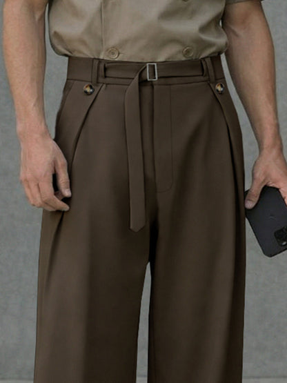 Essential Belted Wide Leg Trousers