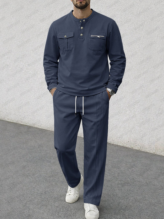 Athleisure Henley Shirt and Pants Set