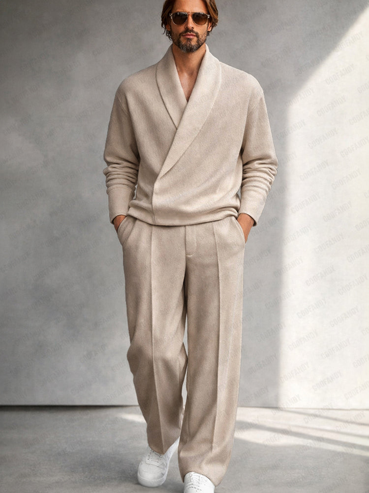 Minimalist Comfort Shawl Collar Matching Set
