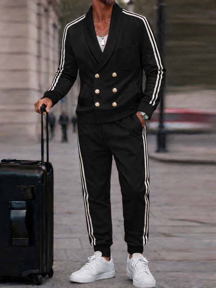 Casual Contrast Side Stripe Jacket Jogger Set