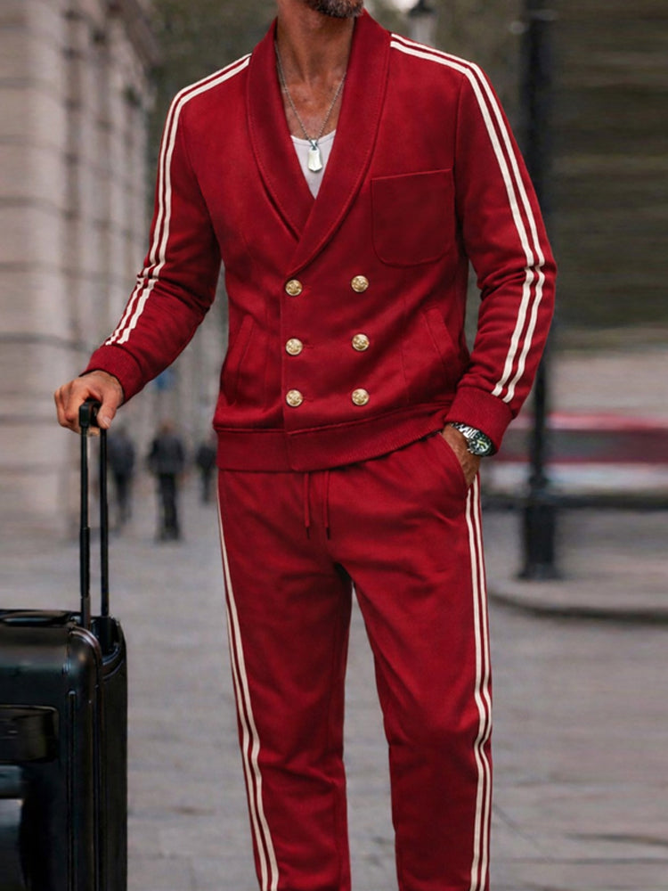 Casual Contrast Side Stripe Jacket Jogger Set