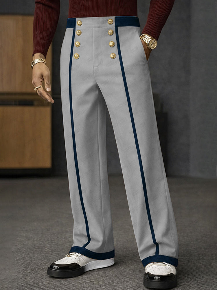 Fashion Two-Tone Lined Straigh Leg Pants