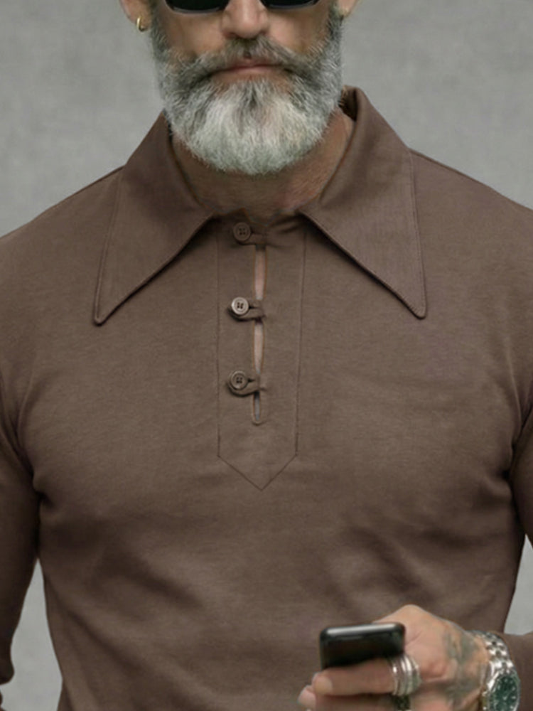 Vintage Lapel Collar Slim Fit Shirt