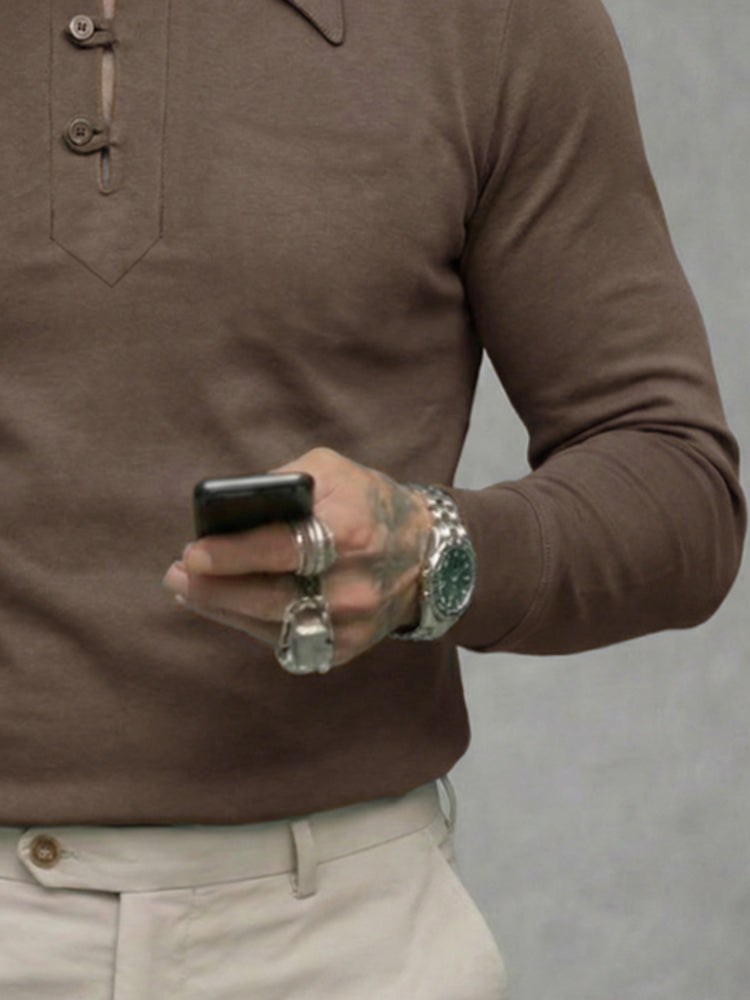 Vintage Lapel Collar Slim Fit Shirt