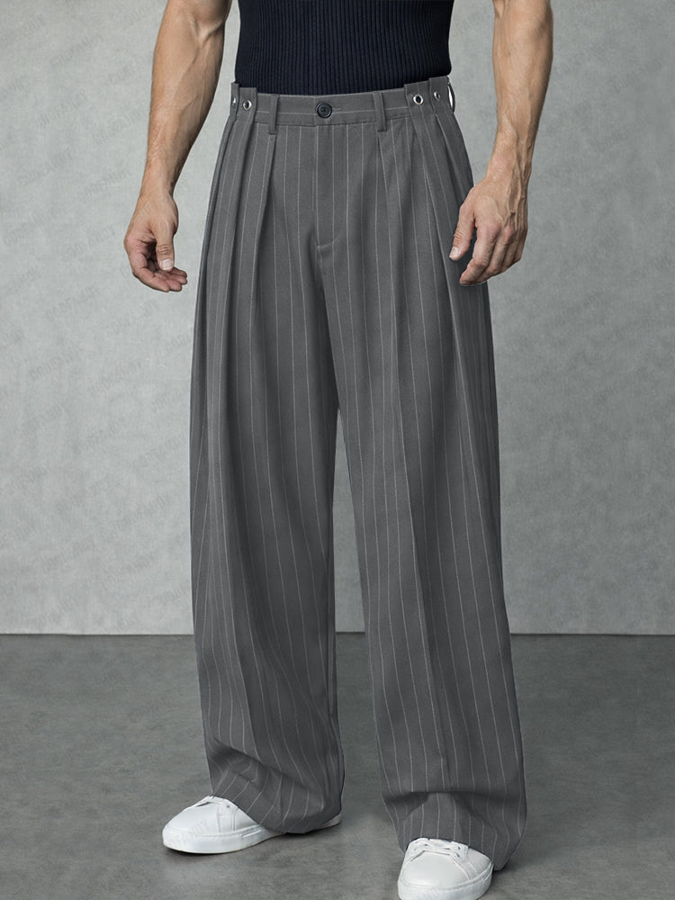 Modern Loose Fit Pinstripe Suit Pants
