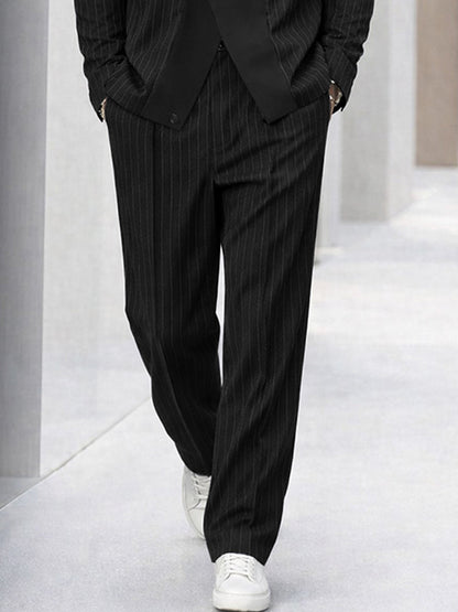 Smart Casual Stripe Splicing Jacket Pants Suit Set
