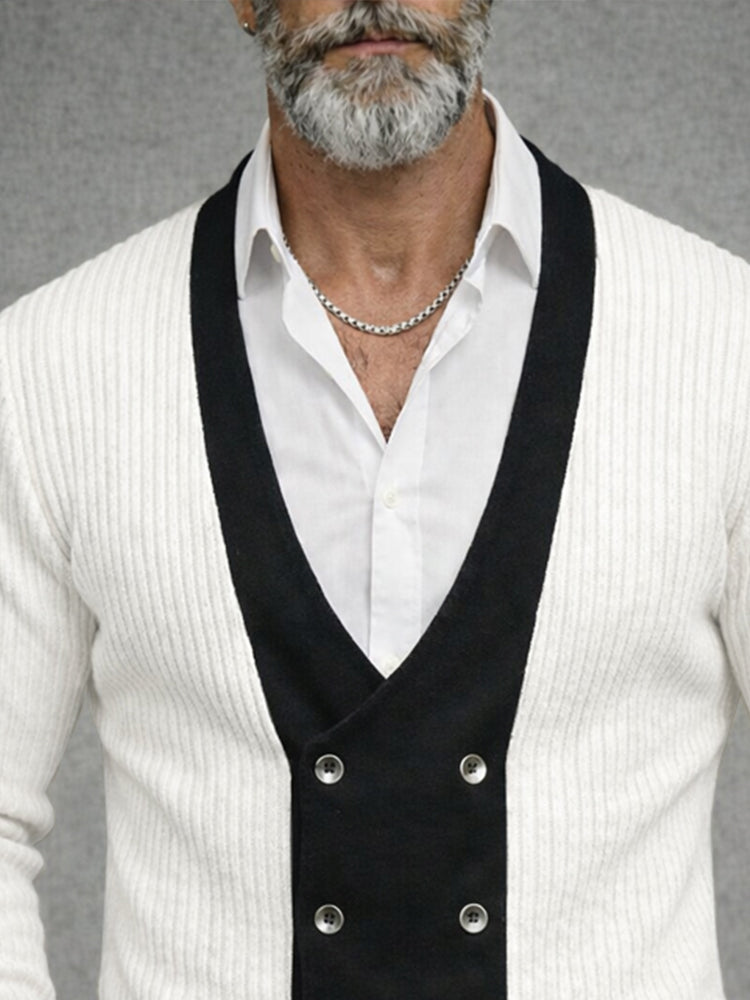 Casual Colorblock Textured Knit Spring Cardigan