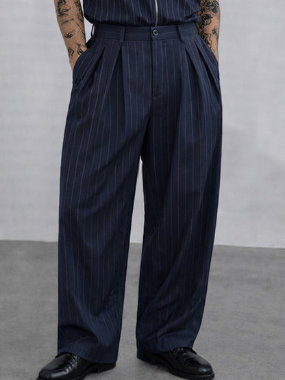 Stylish Stripe Short Sleeve Shirt Pants Set