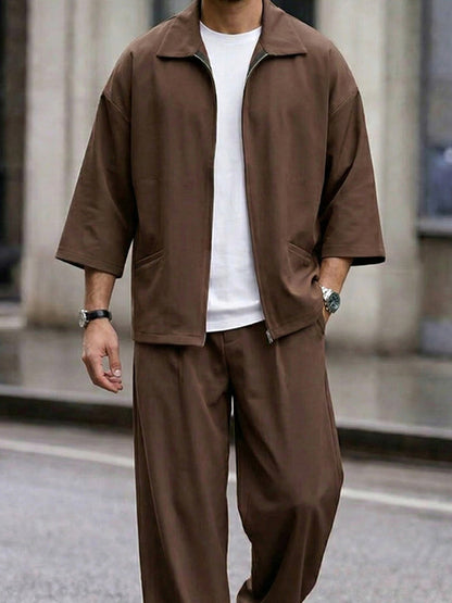 Modern Minimal 3/4 Sleeve Shirt Pants Set