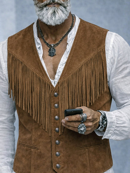 Western Cowboy Style Tassel Suede Vest