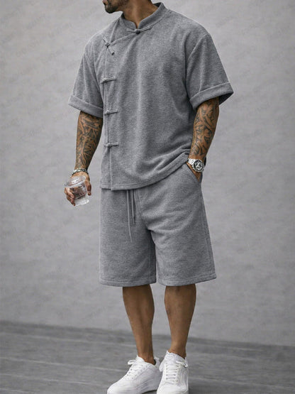 Casual Summer Frog Button Shirt and Shorts Sets