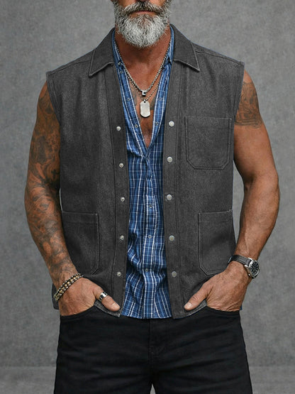 Utility Casual 100% Cotton Denim Vest