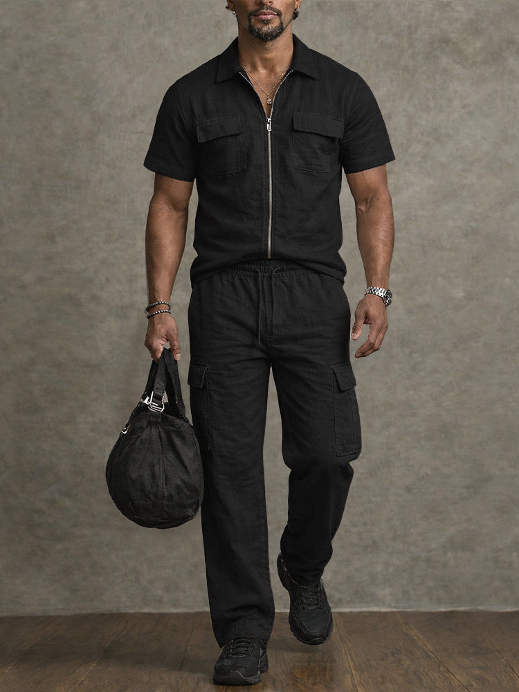 Minimalist Washed Cotton Cargo Matching Set