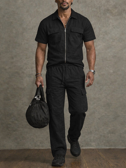 Minimalist Washed Cotton Cargo Matching Set