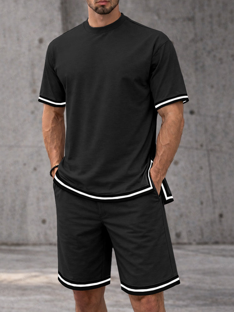 Simple Loose Contrast Color 2-Piece Set