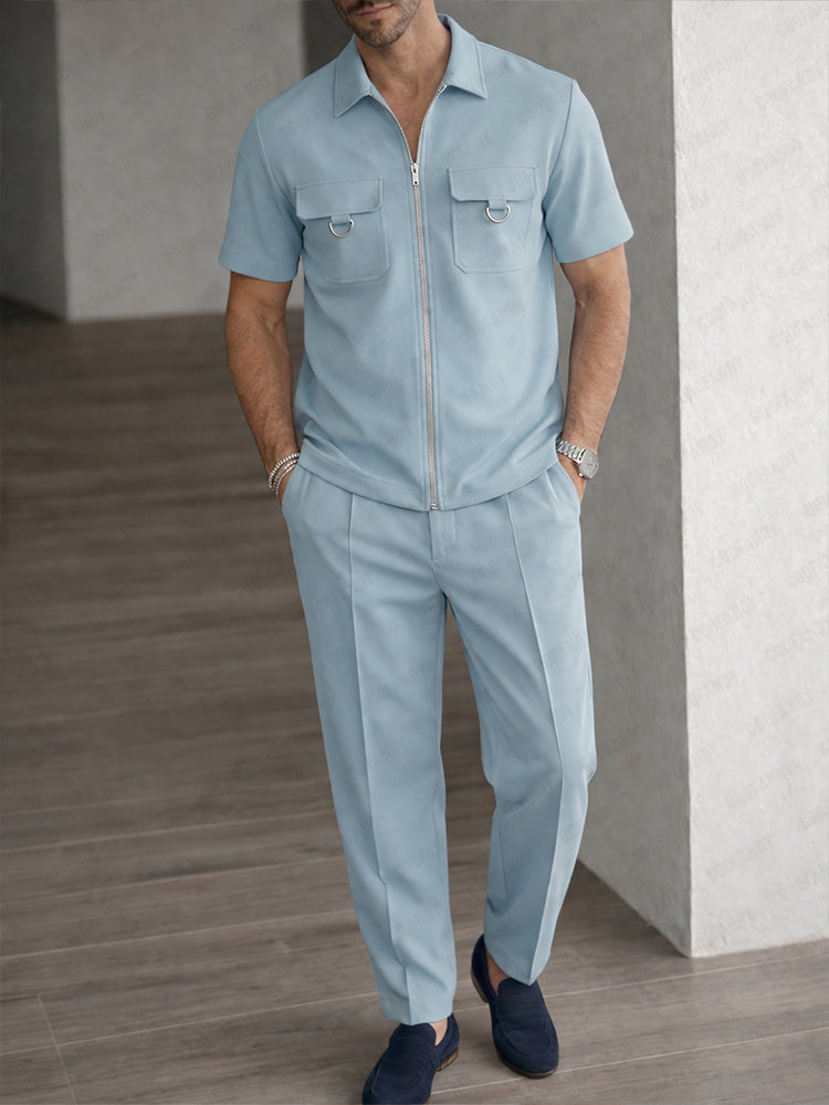 Casual Functional Pockets Shirt and Pants Set