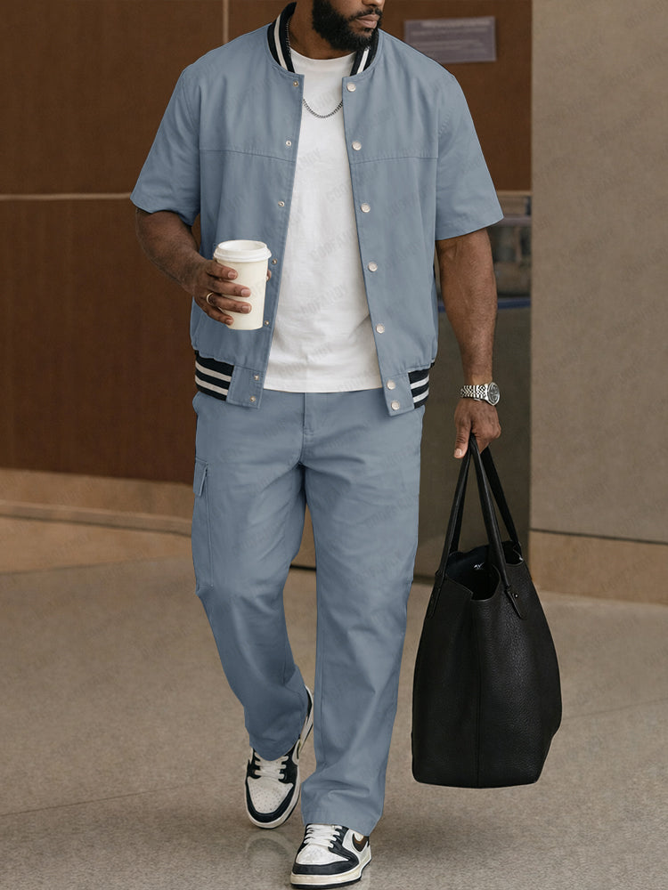 Casual Versatile Summer Shirt Jacket Pants Set
