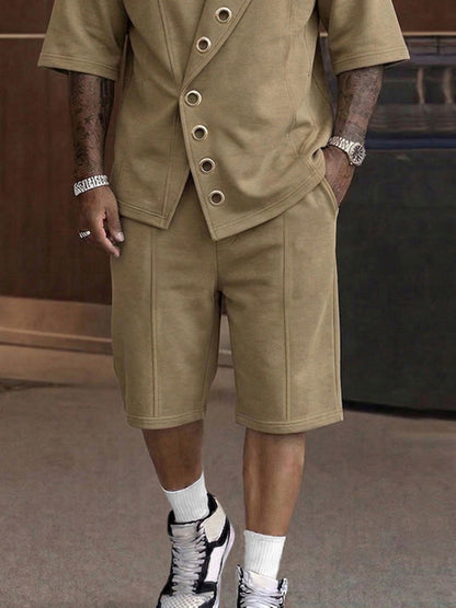 Unique Grommets Design T-Shirt Shorts Set