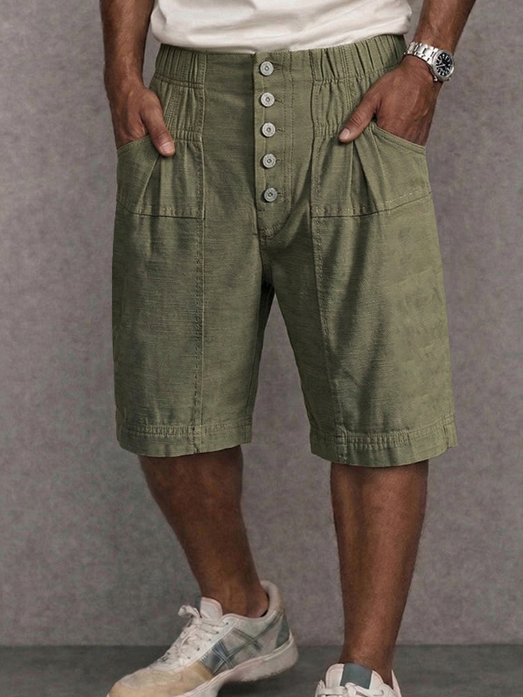 Unique 100% Cotton High Waist Button Shorts