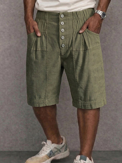 Unique 100% Cotton High Waist Button Shorts