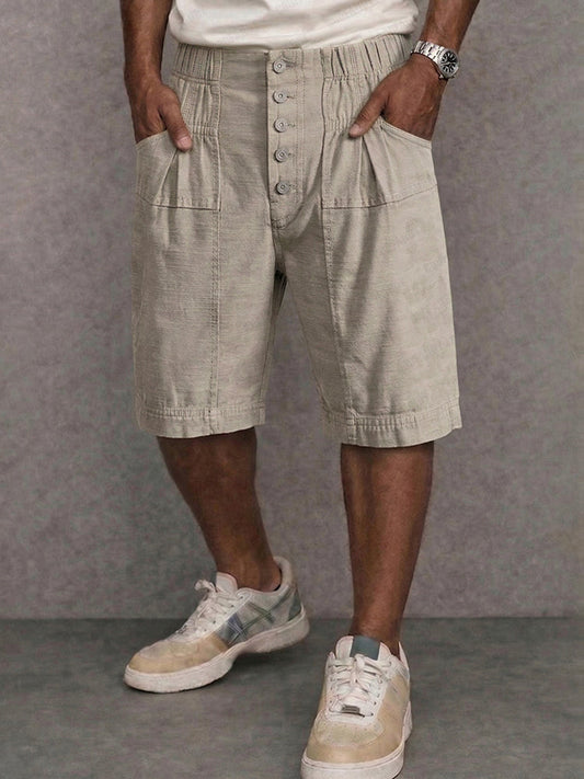 Unique 100% Cotton High Waist Button Shorts
