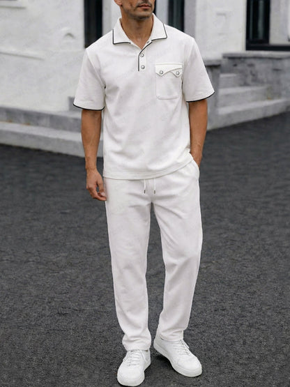 Smart Casual Contrast Trim Polo Shirt Set