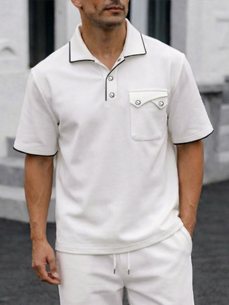 Smart Casual Contrast Trim Polo Shirt Set