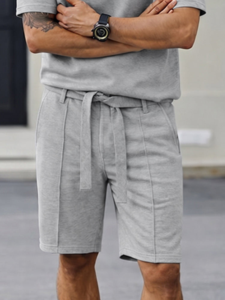 Versatile Style Henley T-Shirt Shorts Set