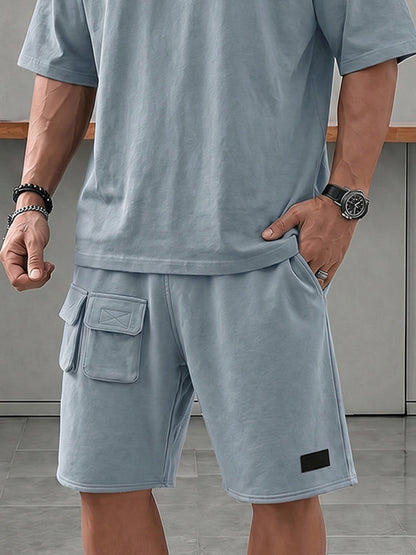 Athleisure Relaxed Fit T-Shirt and Cargo Shorts Set