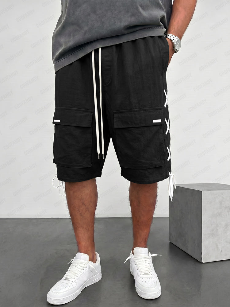 Unique String Design 100% Cotton Cargo Shorts